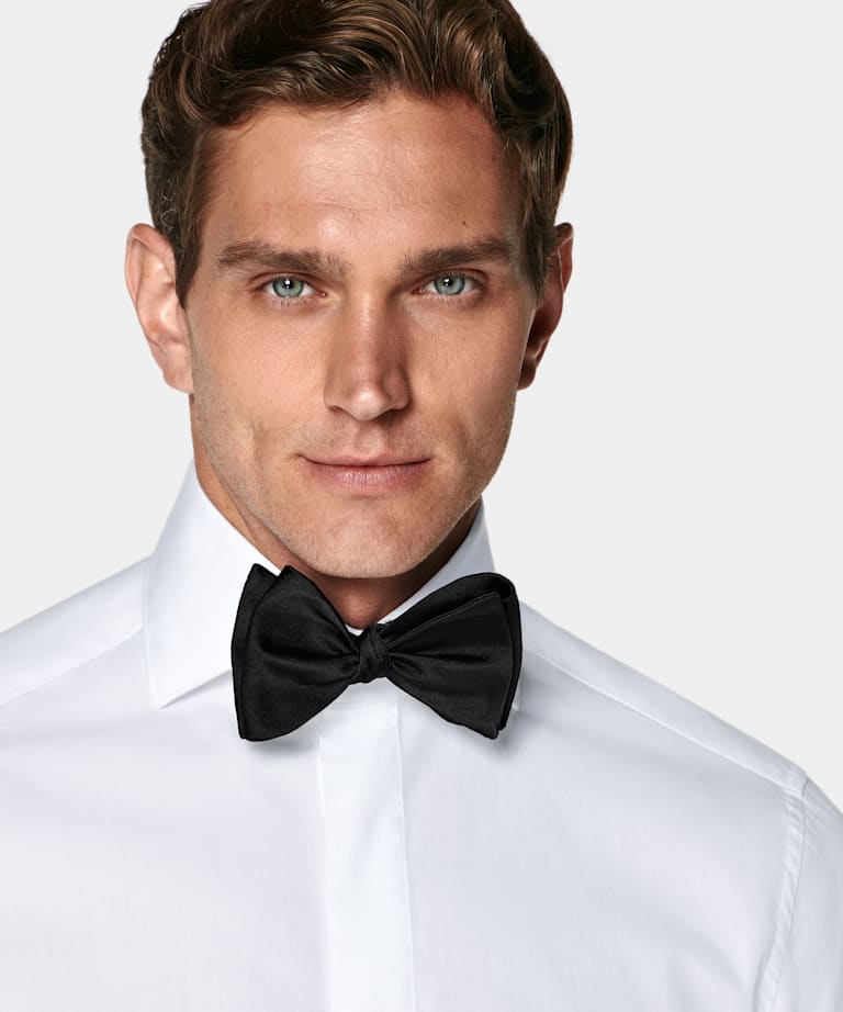 White Twill Tailored Fit Tuxedo Shirt